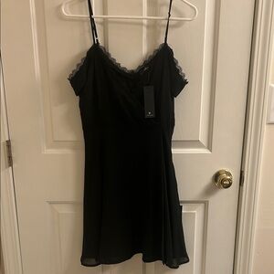 Elegant Black Lace Trim Dress